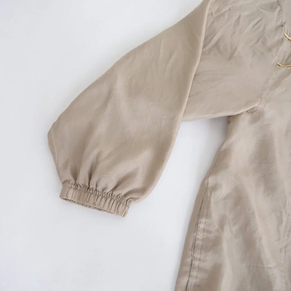 Vintage 90s Evr Rousso Apparel Champagne 100% Silk Zip Up Bomber Jacket  L - Picture 8 of 11